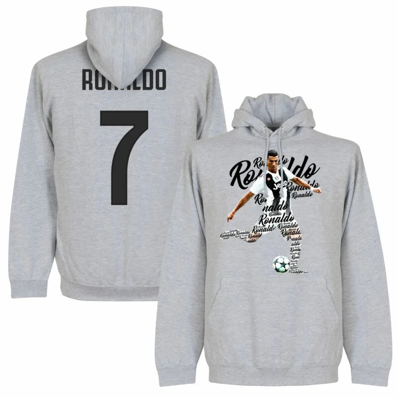 Ronaldo 7 Script Hoodie - Grey