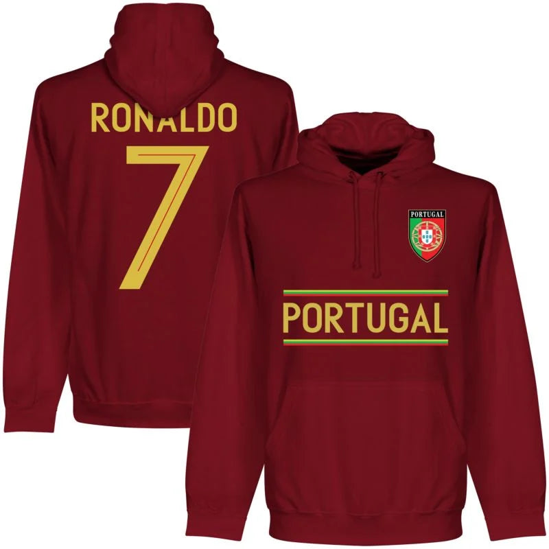 Portugal Ronaldo Team Hoodie - Maroon