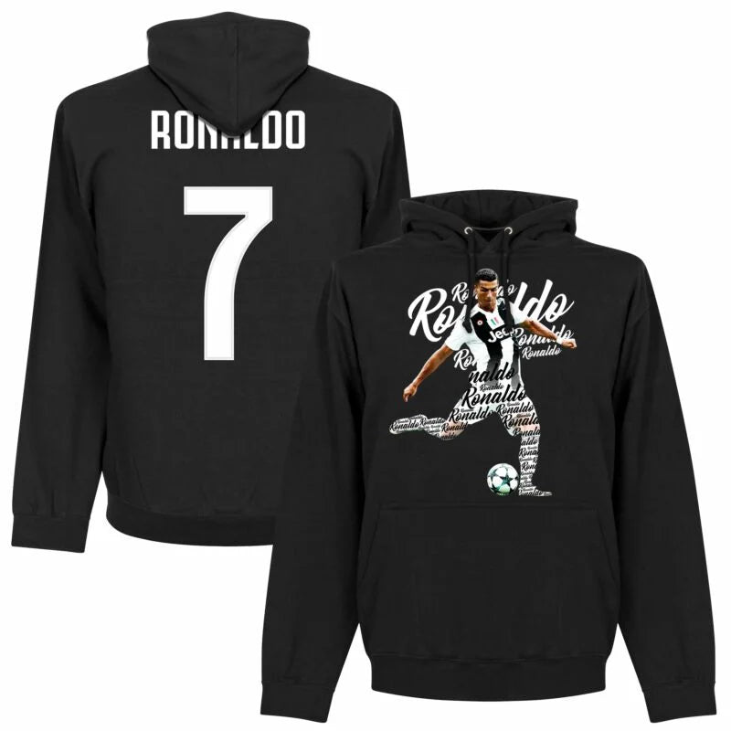 Ronaldo 7 Script Hoodie - Black